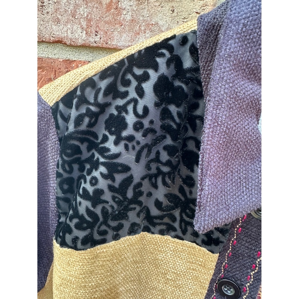 Napa Valley Petite Patchwork Jacket Burnout Velvet Paisley Multi-Texture PM - Picture 5 of 8